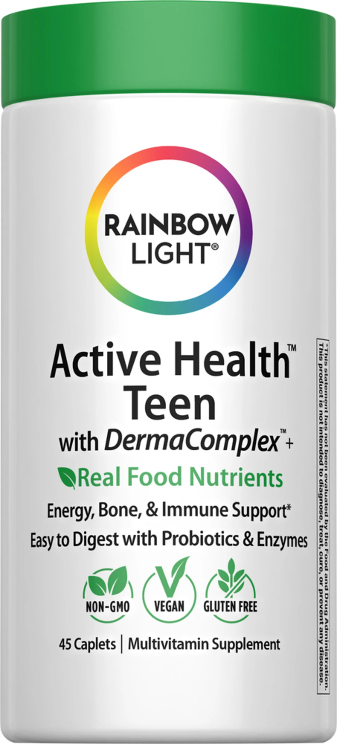 Active Health Teen with DermaComplex + Real Food Nutrients, 45 Vegan Caplets