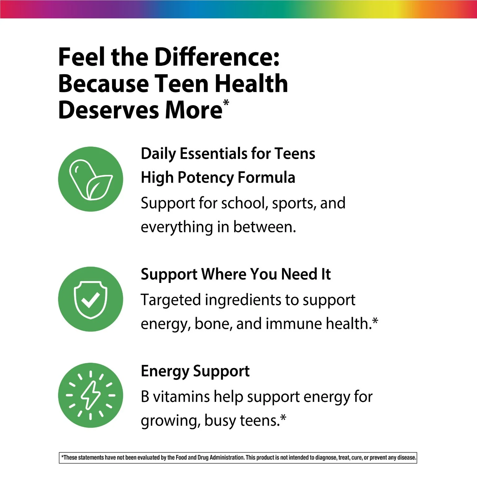 Active Health Teen with DermaComplex + Real Food Nutrients, 45 Vegan Caplets - Image 3