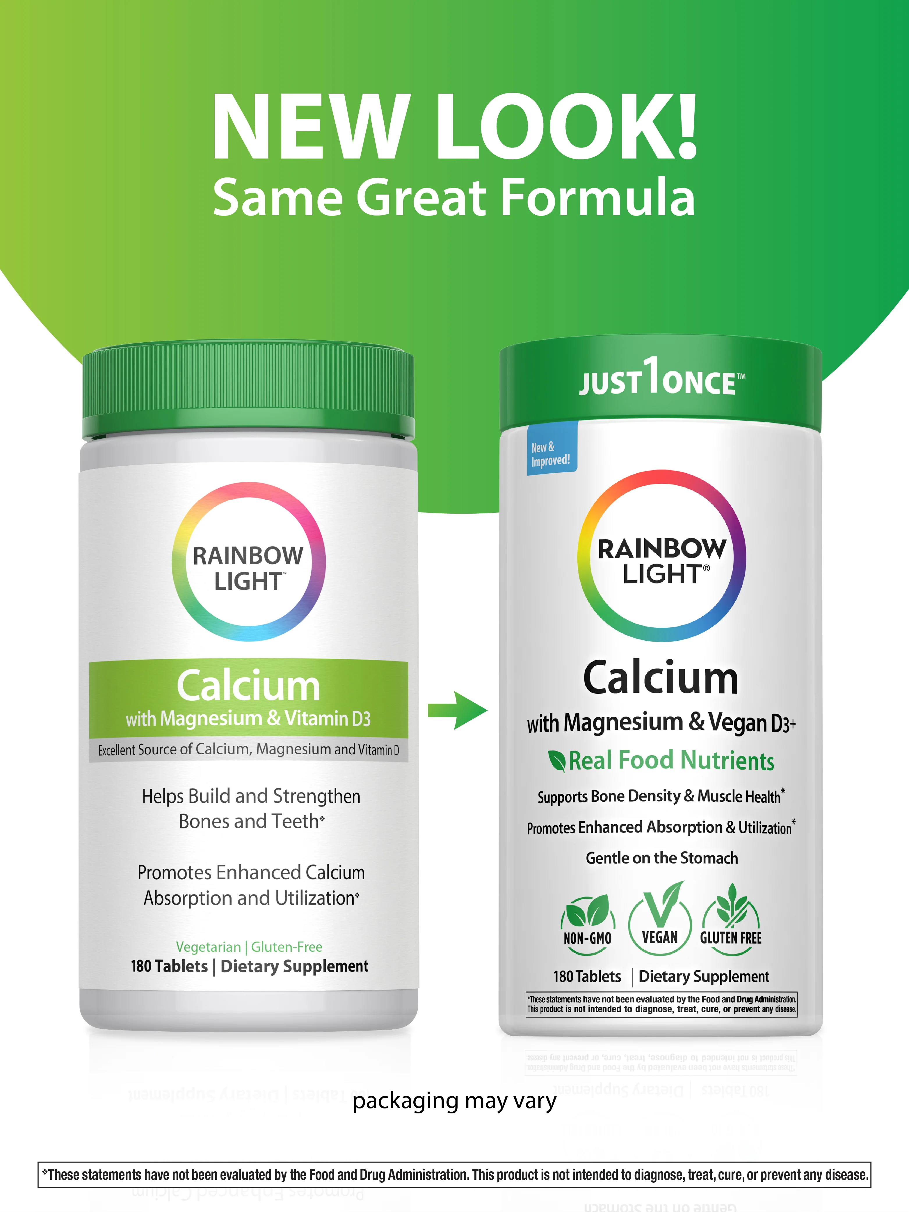 Calcium Magnesium and Vegan D3 + Real Food Nutrients, 180 Vegetarian Caplets - Image 3