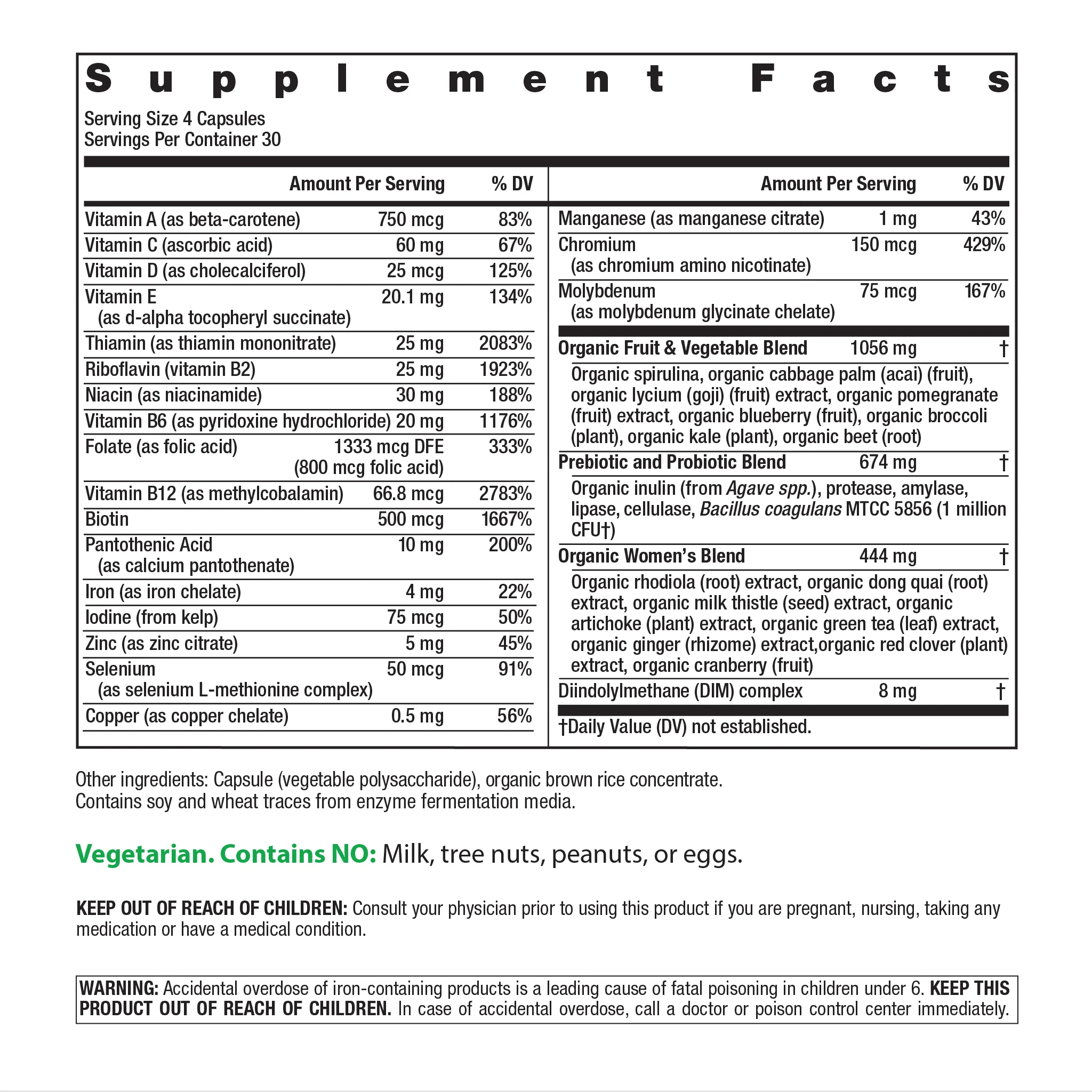 Certified Women's + Real Food Nutrients Multi, 120 Vegetarian Capsules - Image 2