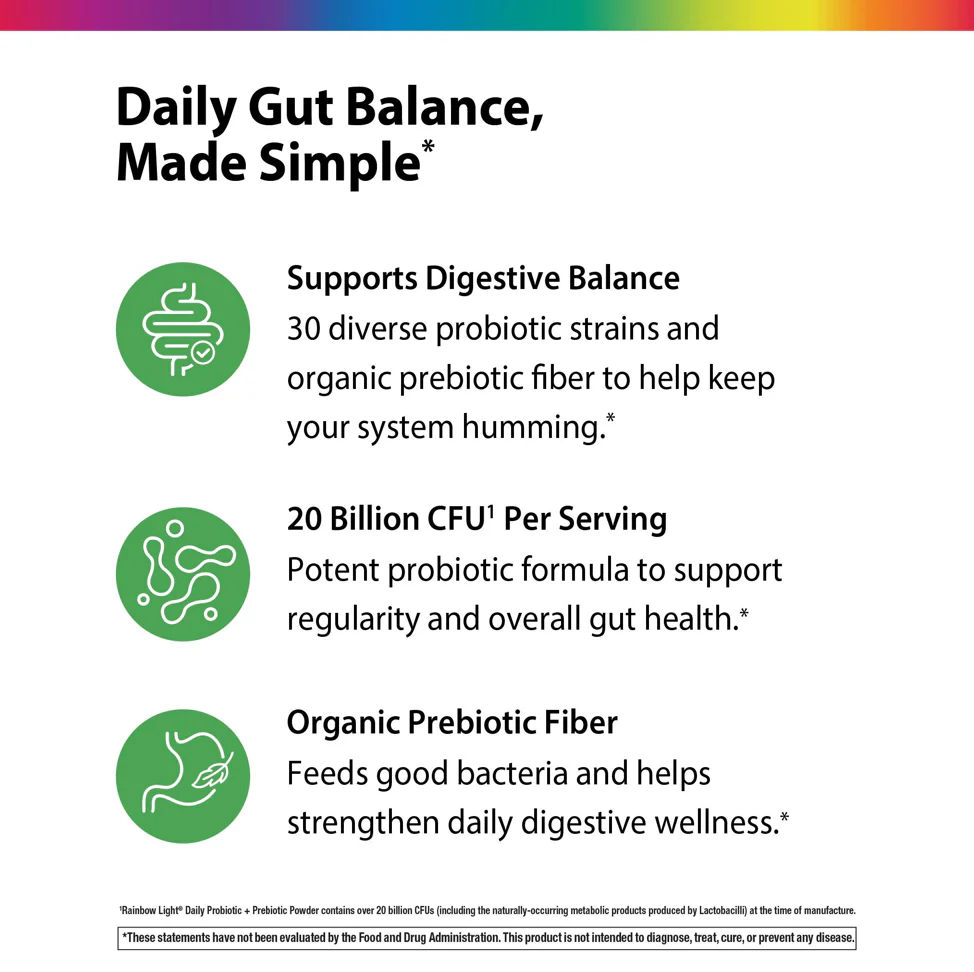Daily Prebiotic + Probiotic Powder (Organic), 20 Billion CFU, 4.76 oz Bottle - Image 3