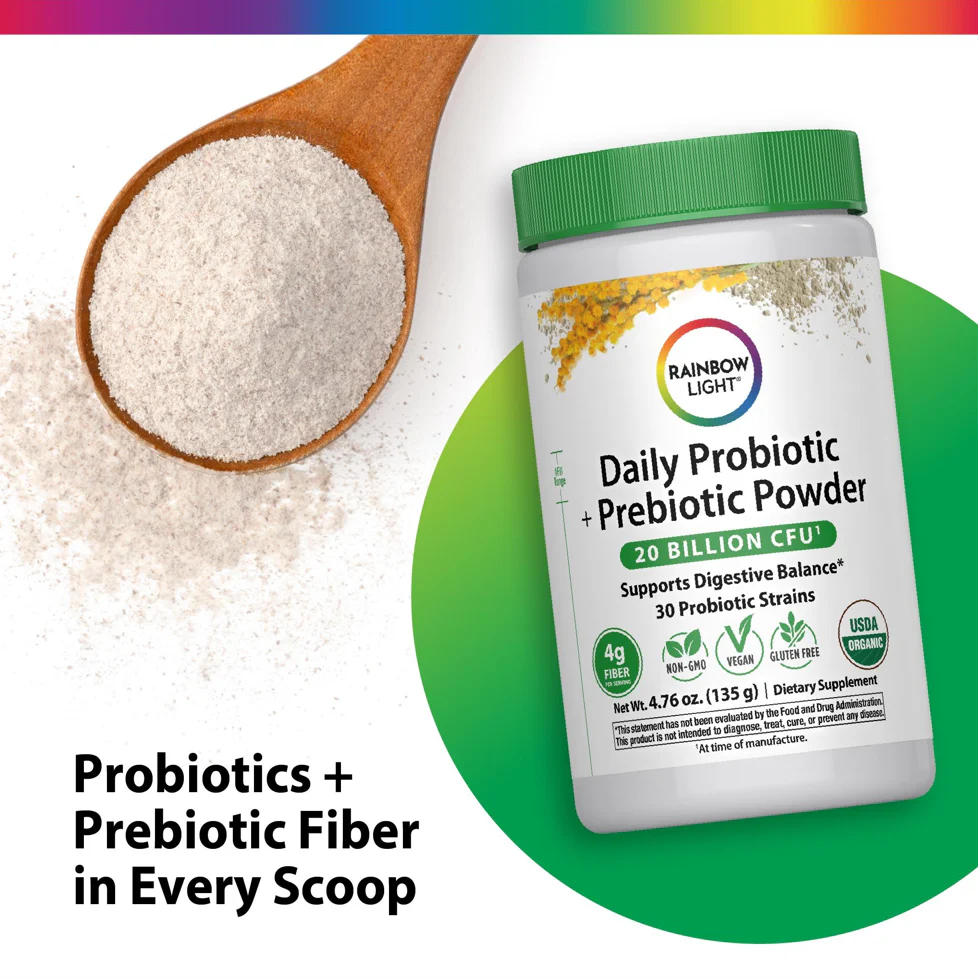 Daily Prebiotic + Probiotic Powder (Organic), 20 Billion CFU, 4.76 oz Bottle - Image 4