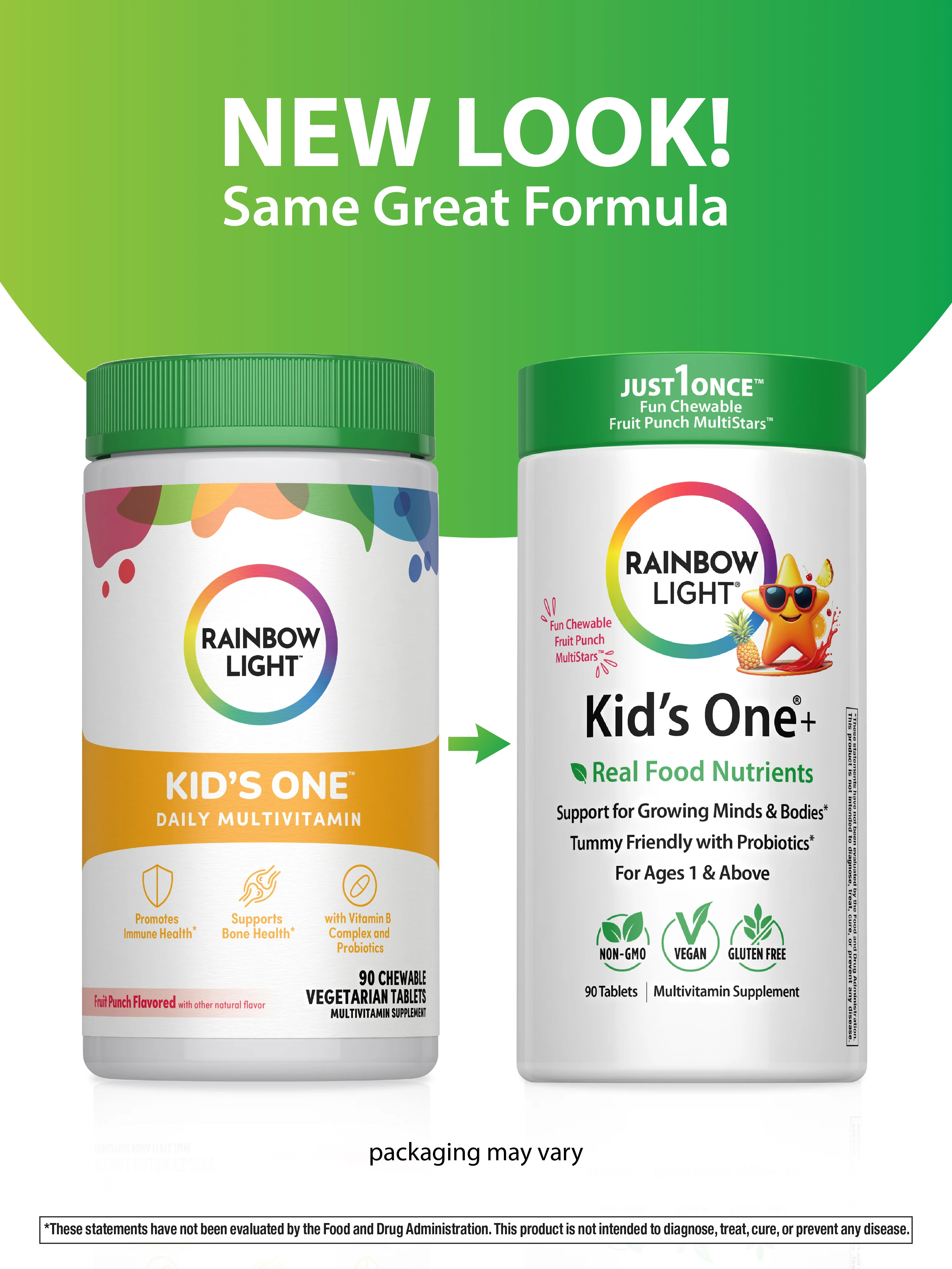 Kid’s One Multi + Real Food Nutrients Fruit Punch, 90 Chewable Vegan Tablets - Image 3