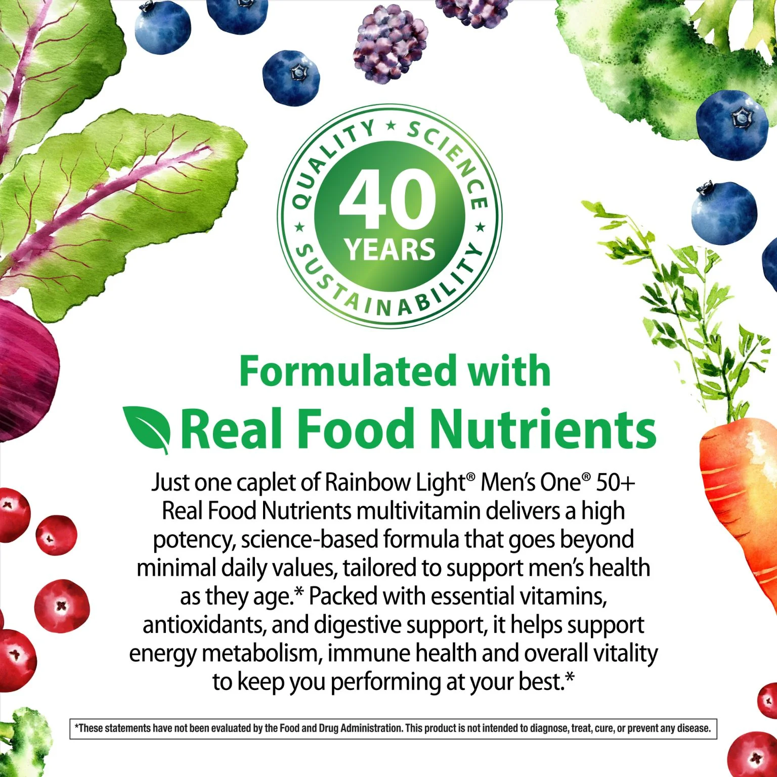 Men's One 50+ plus Real Food Nutrients, 120 Vegetarian Caplets - Image 7