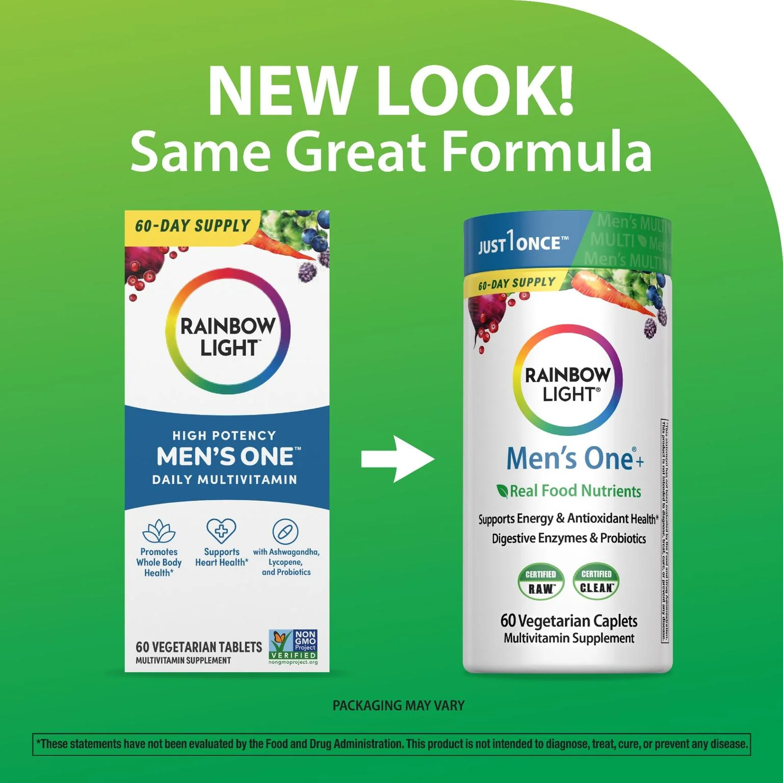 Men's One + Real Food Nutrients, 60 Vegetarian Caplets - Image 3