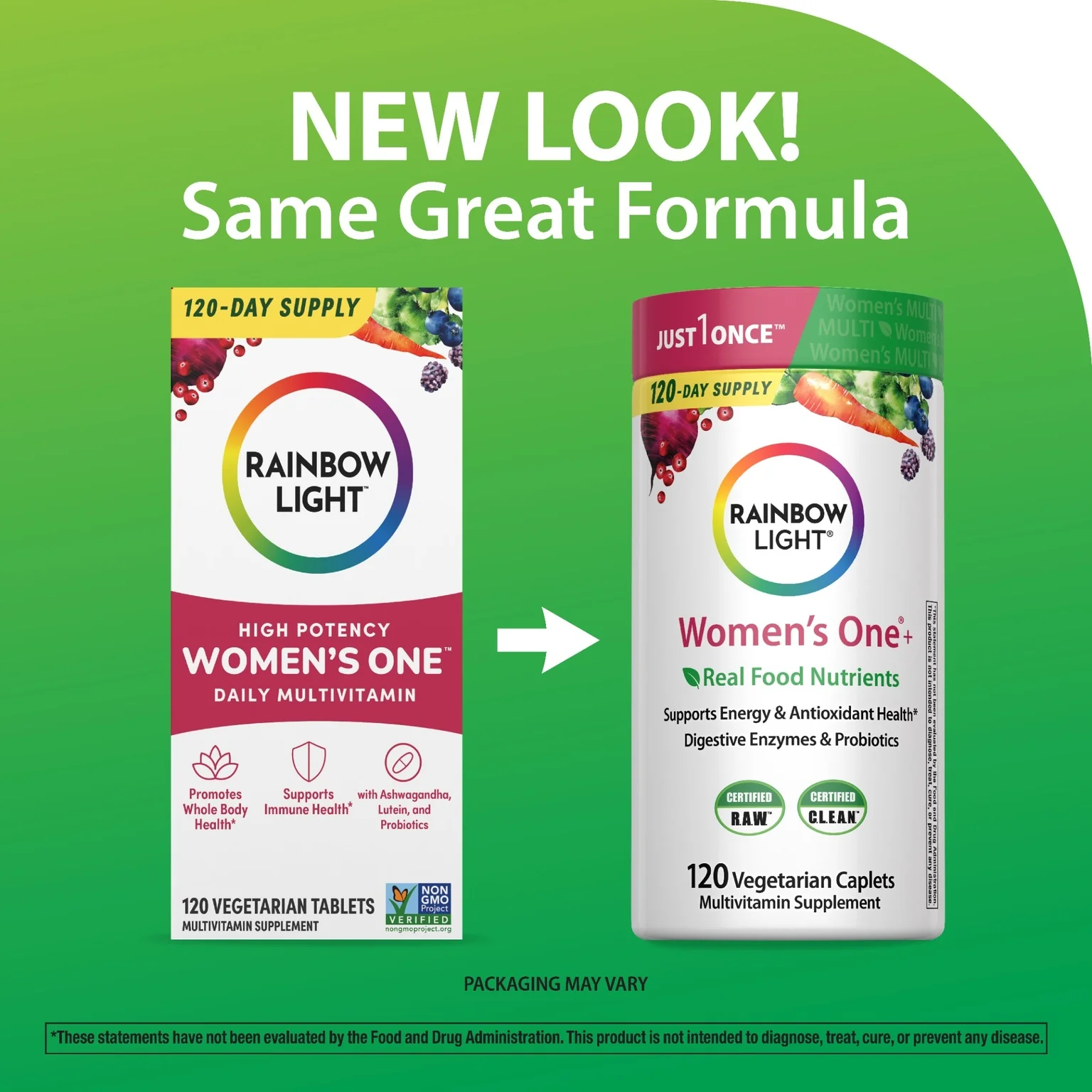 Women's One + Real Food Nutrients, 120 Vegetarian Caplets - Image 3