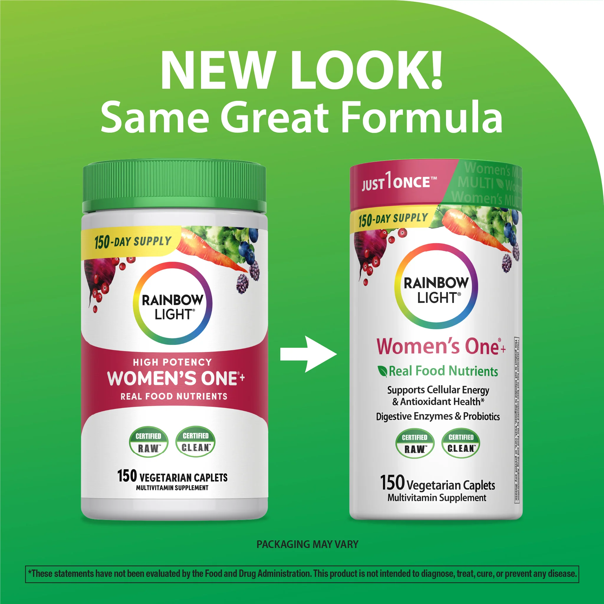 Women's One + Real Food Nutrients, 150 Vegetarian Caplets - Image 3